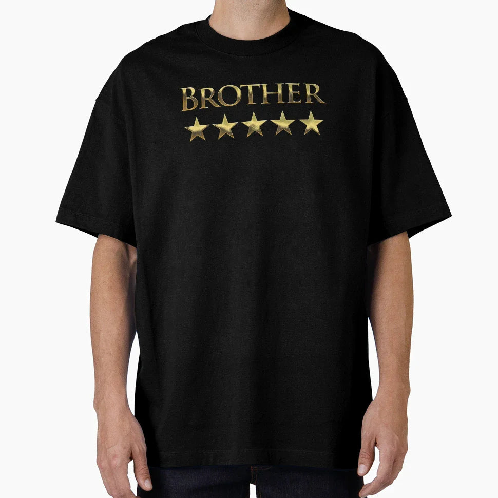 Five Stars Brother Best Bro World T-Shirt - Fun Novelty Design Men Women