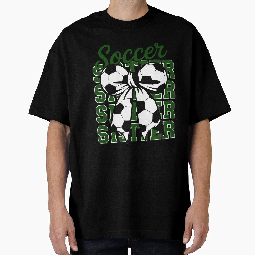 Soccer Sister Coquette Bow Mom Teen T-Shirt - Streetwear Style Unisex