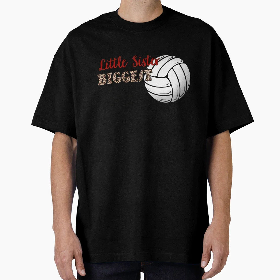 Volleyball Little Sister Biggest Fan T-Shirt - Minimalist Print for Adults