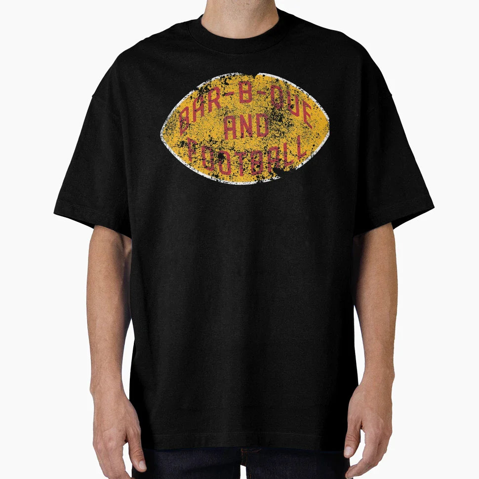 Bbq And Football Red Gold T-Shirt - Unique Graphic Unisex