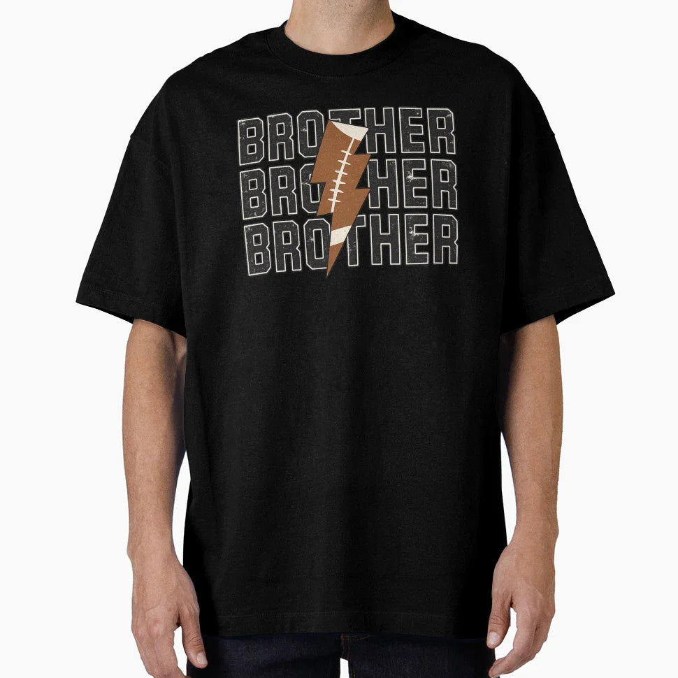 Brother Football And Lightning Bolt T-Shirt - Graphic Print Unisex