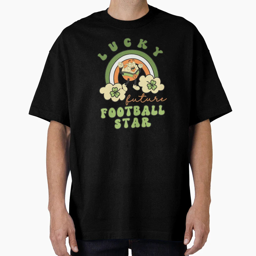 Lucky Future Football Star St Patricks Day T-Shirt - Graphic Print Unisex
