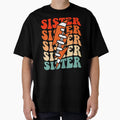 Football Sister Groovy Lightning Bolt T-Shirt - Trendy Graphic for Adults