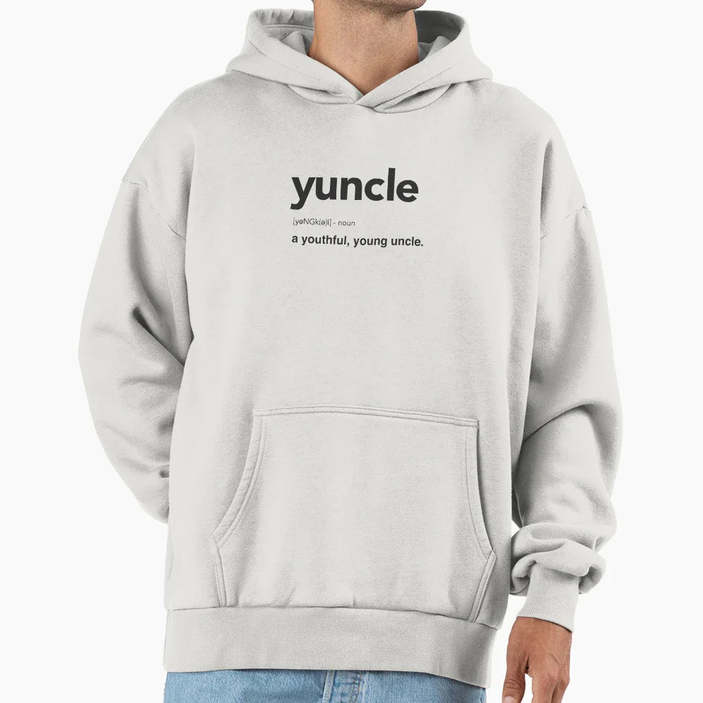 Yuncle Youthful Young Uncle T Hoodie - Fun Novelty Design for Adults