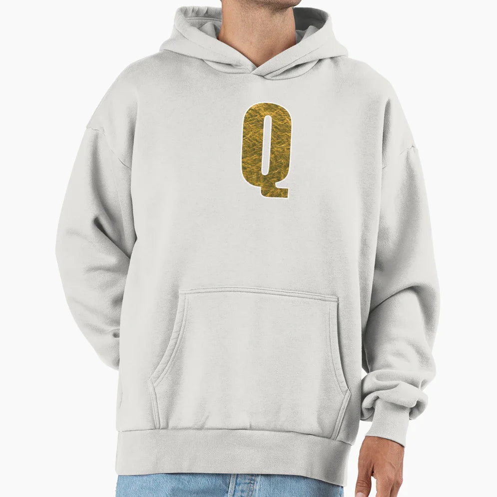 Letter Q Yellow And Gold Water Wave Ocean Art Hoodie - Graphic Print Unisex