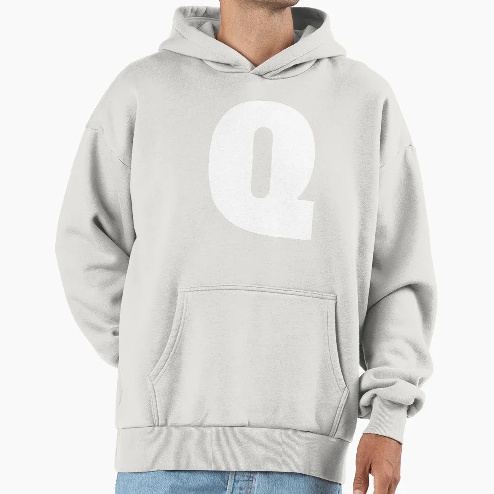 Alphabet Q Uppercase Letter Q Letter Q Hoodie - Minimalist Print for Adults