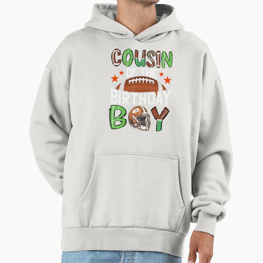 Cousin Birthday Game Day Football Hoodie - Fun Novelty Design Unisex