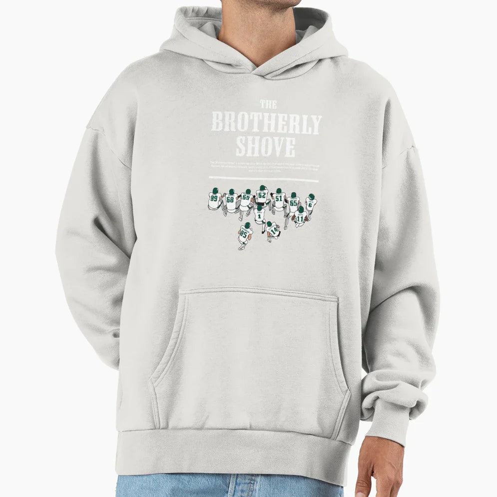 Brotherly Shove Hoodie - Minimalist Print Men Women