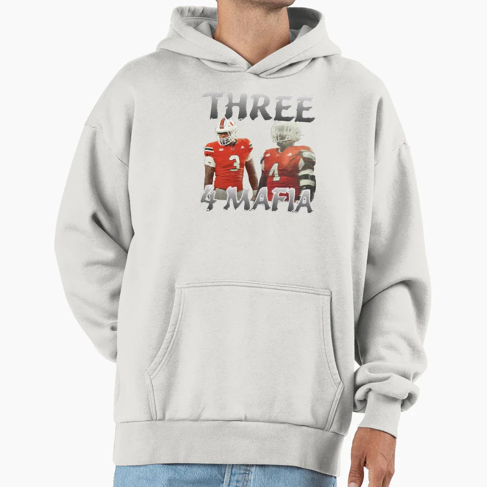 Three 4 Mafia Hoodie - Fun Novelty Design for Adults