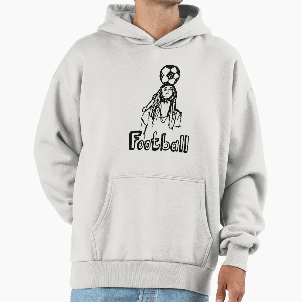 Hand Drawn Football Blacke And White Sketch Hoodie - Trendy Graphic Unisex