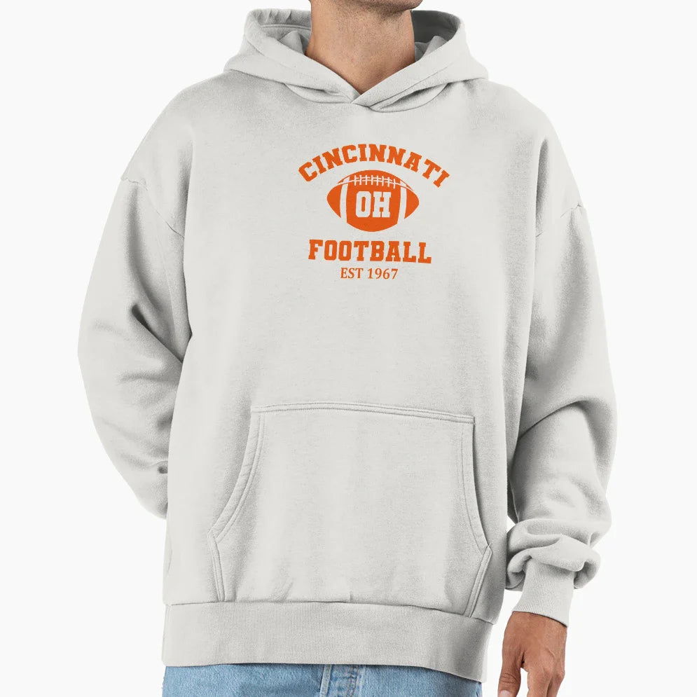 Cincinnati Football Est 1967 Hoodie - Casual Everyday Wear Unisex