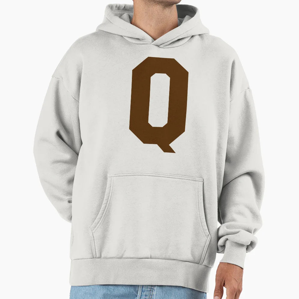 Alphabet Brown Q Sports Letter Q Hoodie - Custom Art Print Men Women