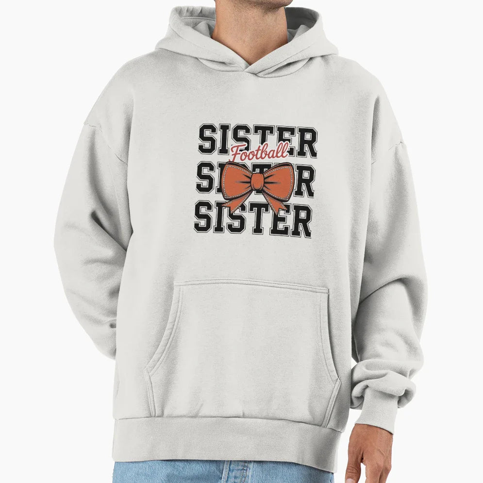 Football Sister Coquette Bow Teen Game Hoodie - Novelty Apparel for Adults