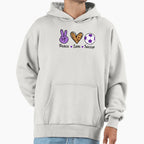 Purple Peace Love And Soccer Hoodie - Novelty Apparel Men Women