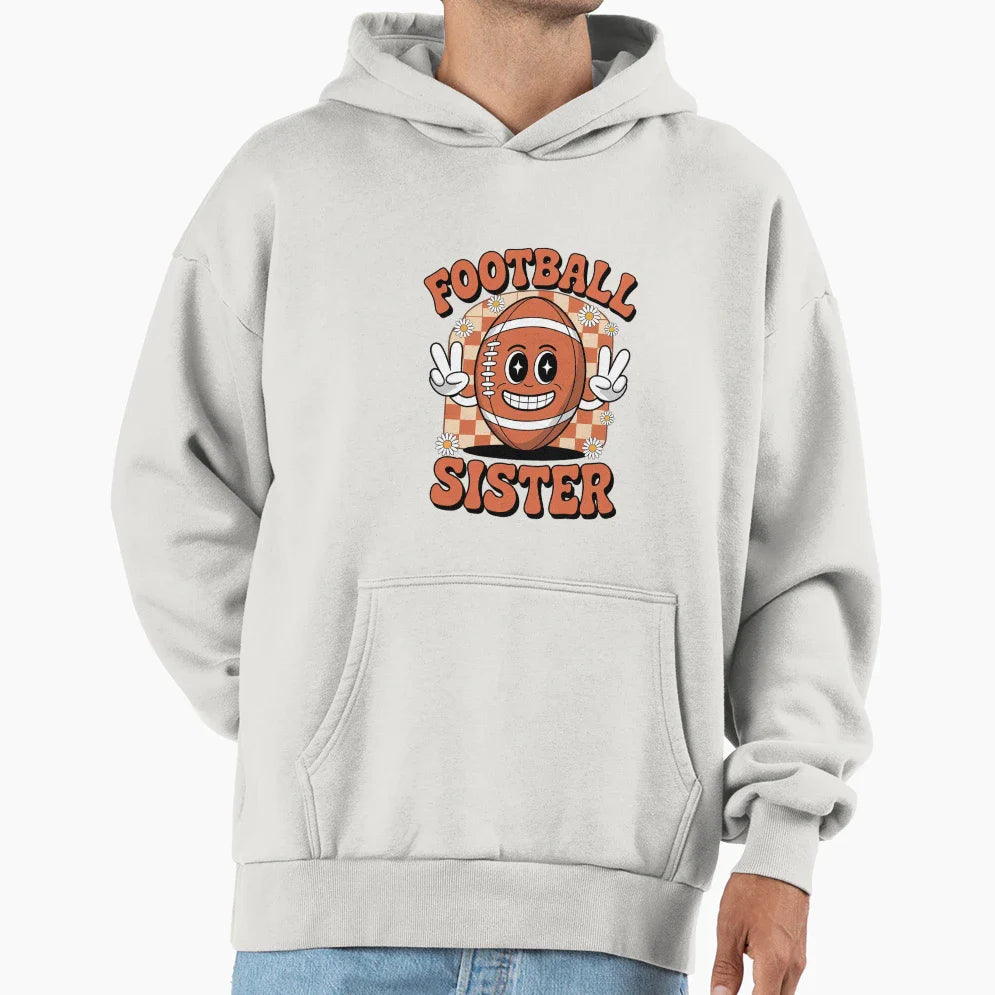 Womens Coquette Bow Football Sister Game Hoodie - Novelty Apparel Unisex