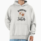Baseball Sister Leopard Heart Love Hoodie - Minimalist Print Men Women
