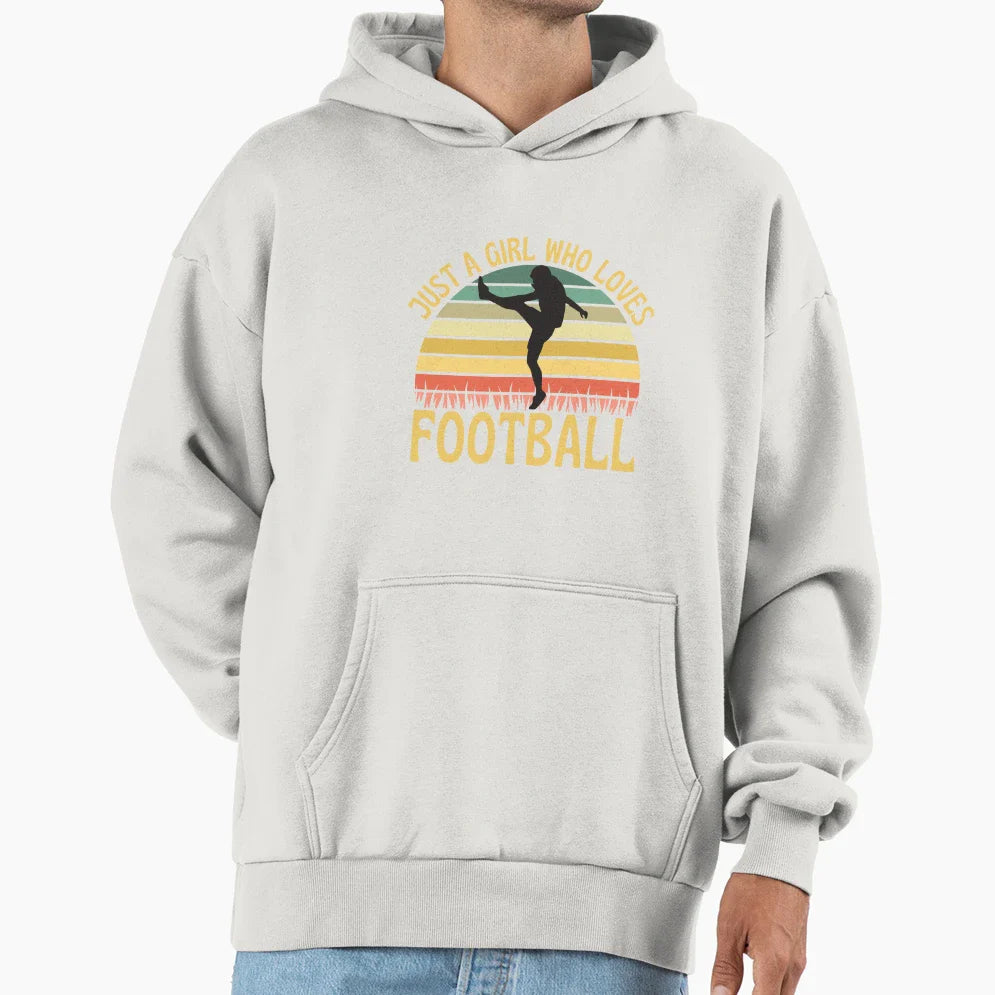 Just Who Loves Football Hoodie - Graphic Print Unisex