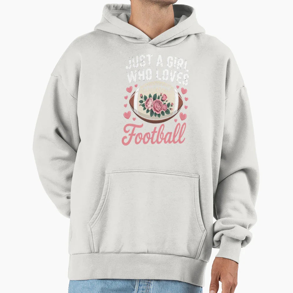 Just Who Loves American Football Flowers Hoodie - Aesthetic Graphic Unisex