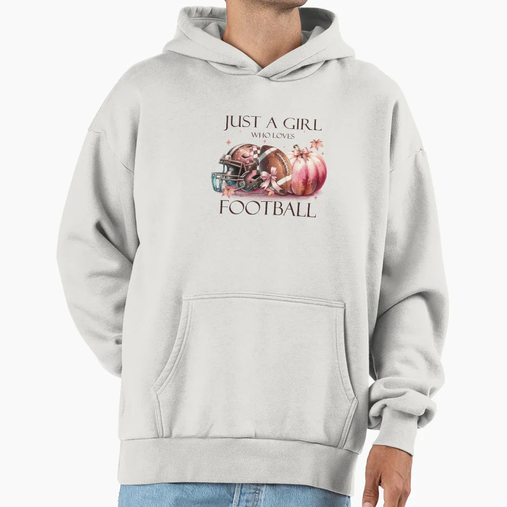 Just Who Loves Football Fall Hoodie - Fun Novelty Design for Adults