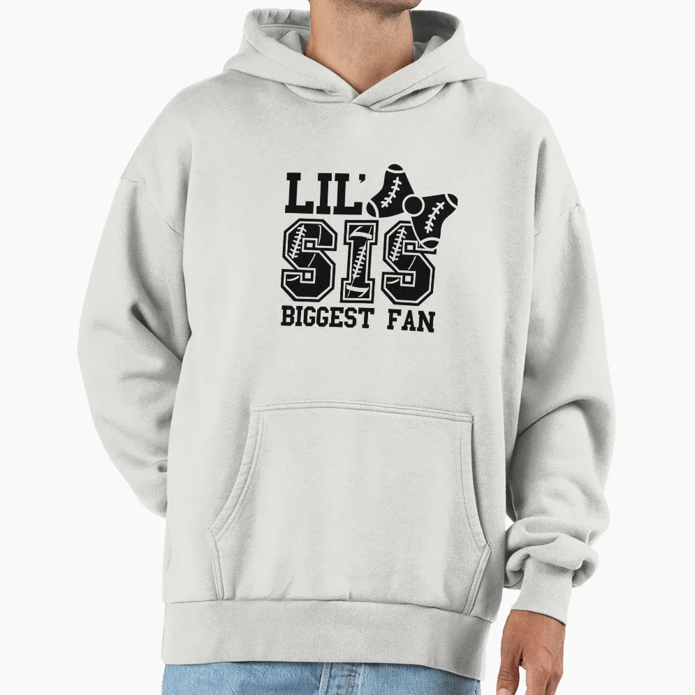Funny Football Gift Lil Sis Biggest Fan Hoodie - Trendy Graphic Unisex