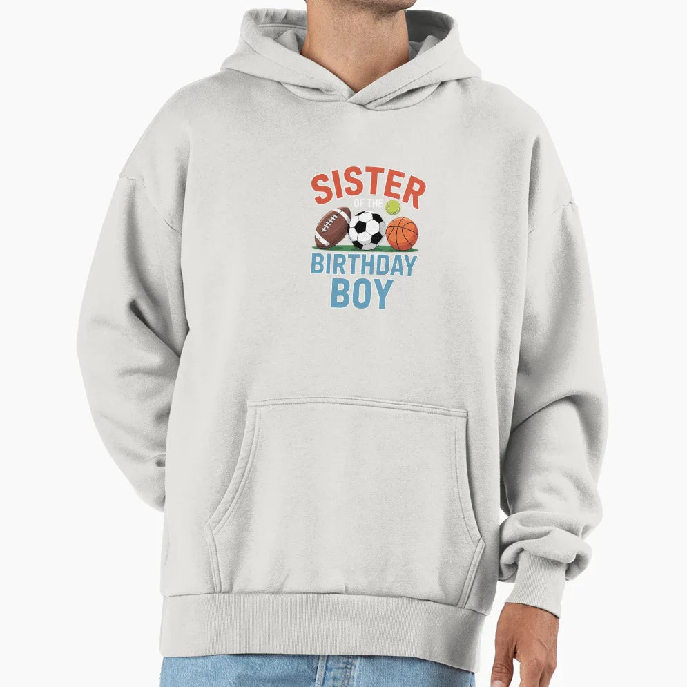 Sister Birthday Sports Matching Family Hoodie - Graphic Print for Adults