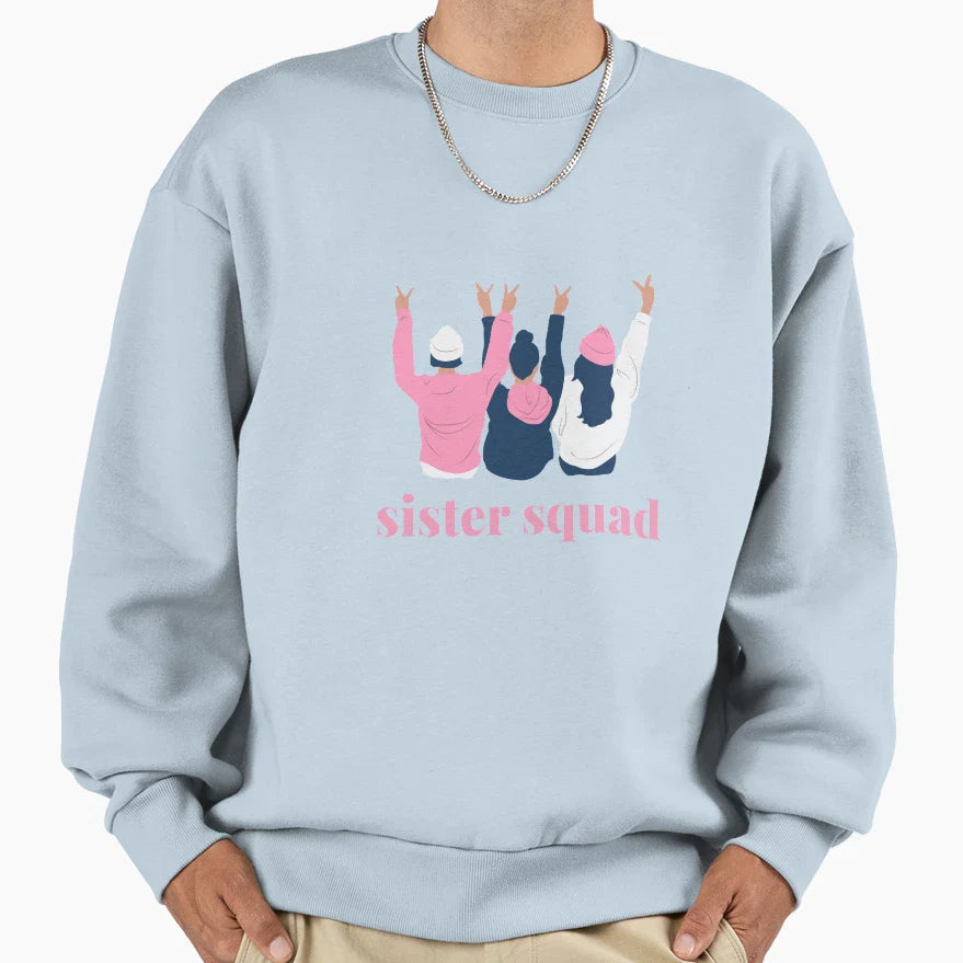 Sister Squad Sisters Day Black Sweatshirt - Aesthetic Graphic Men Women