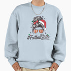 Football Sister Messy Bun Santa Hat Sweatshirt - Custom Art Print Unisex