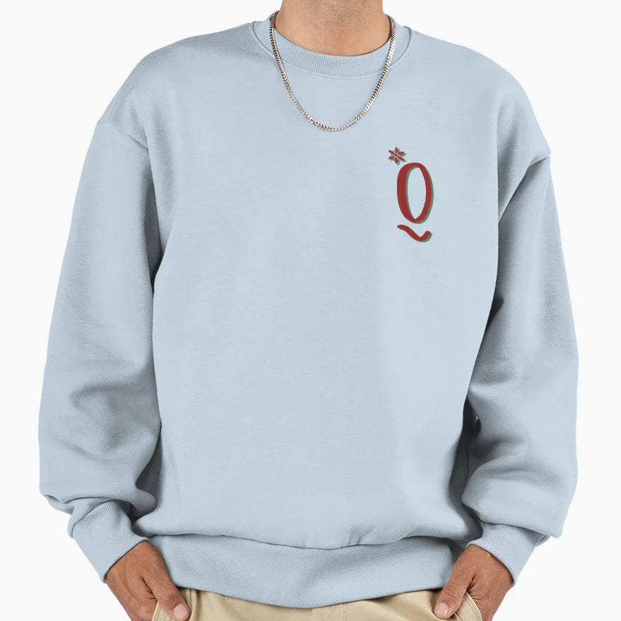 Holiday Monogram Q Sweatshirt - Custom Art Print for Adults