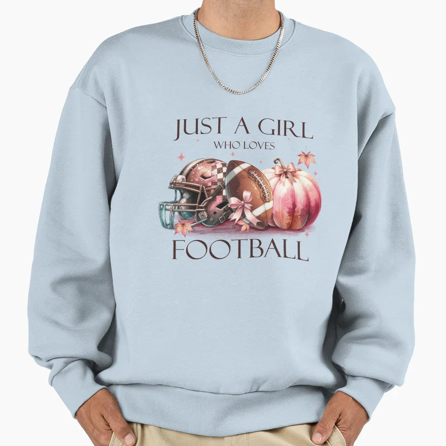 Just Who Loves Football Fall Sweatshirt - Fun Novelty Design Unisex