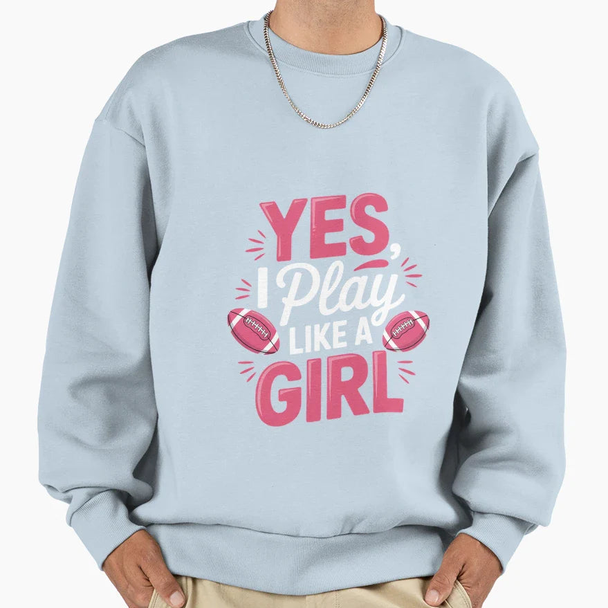 Flag Football Girl1 Sweatshirt - Aesthetic Graphic Unisex