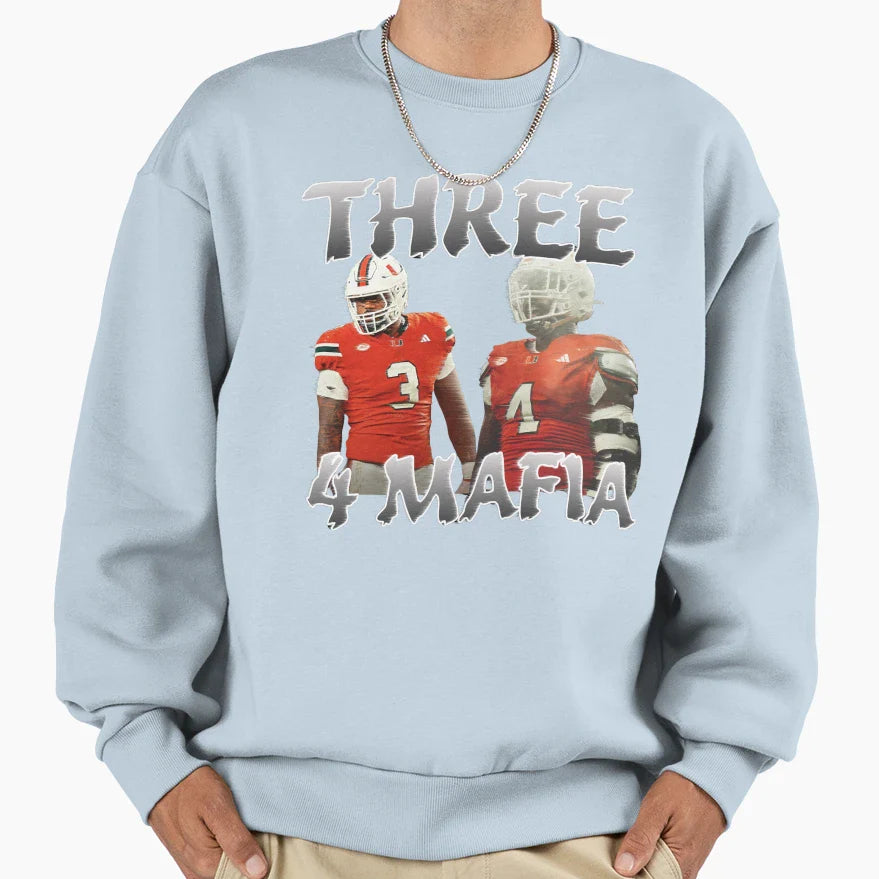 Three 4 Mafia Sweatshirt - Minimalist Print for Adults