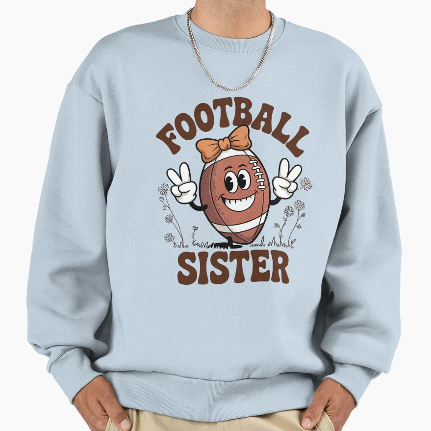Coquette Bow Football Sister Game Sweatshirt - Novelty Apparel for Adults