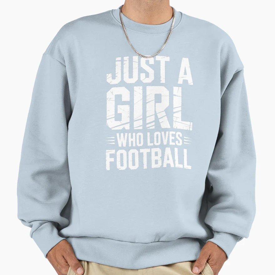 Just Who Loves Football Sweatshirt - Graphic Print for Adults