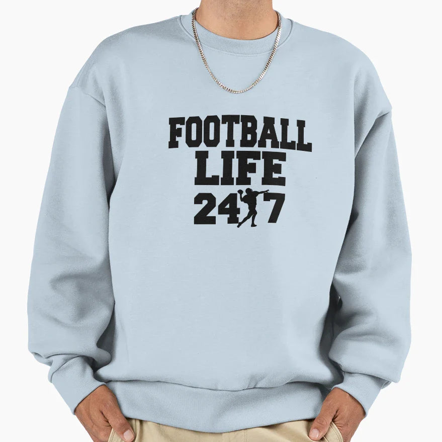 American Football Life 24 7 Football Sweatshirt - Graphic Print for Adults