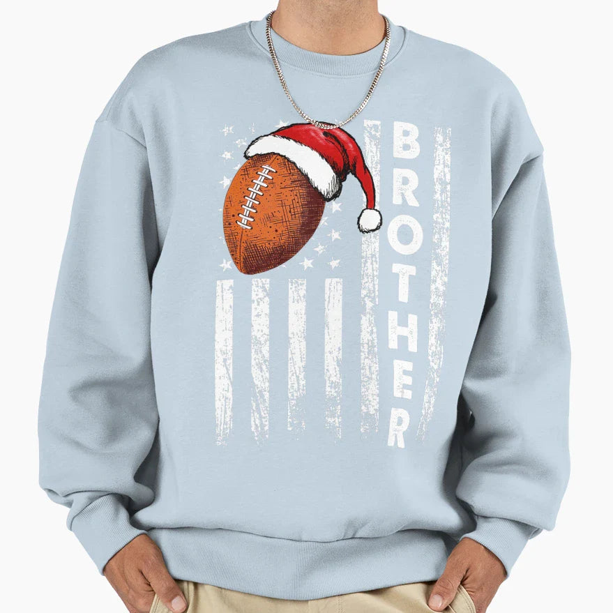 Football Brother American Flag Sweatshirt - Custom Art Print Unisex