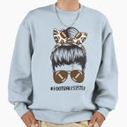 Football Sister Messy Bun Sports Sweatshirt - Unique Graphic Men Women