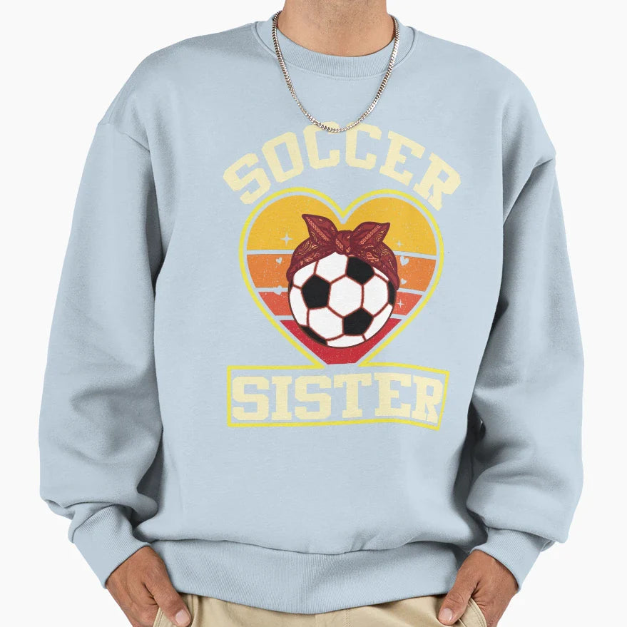Soccer Sister Heart Sweatshirt - Graphic Print Men Women