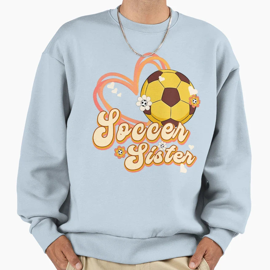 Soccer Sister Heart Sweatshirt - Graphic Print Unisex