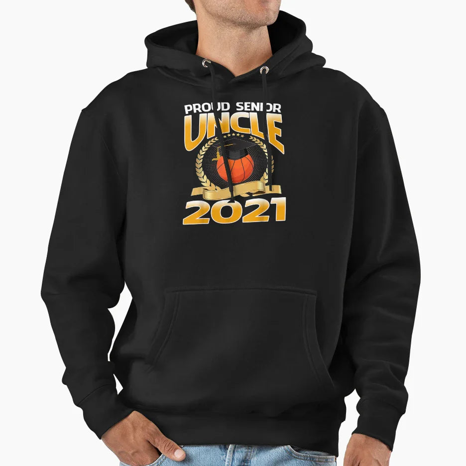Proud Senior Uncle 2021 Basketball Hoodie - Novelty Apparel Men Women