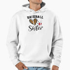 Baseball Sister Leopard Heart Funny Hoodie - Fun Novelty Design for Adults