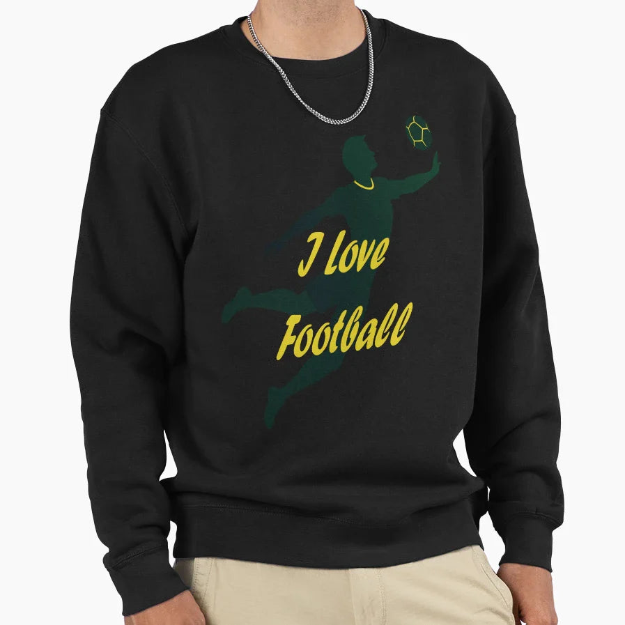 I Love Football Dynamic Player Sweatshirt - Minimalist Print Unisex