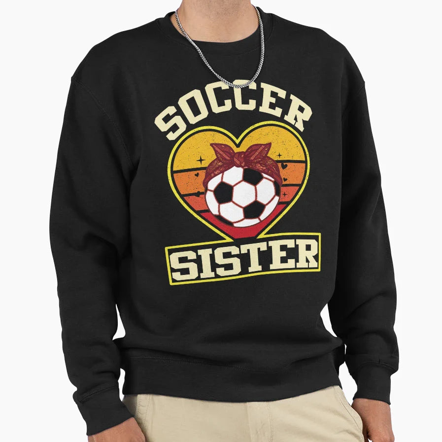 Soccer Sister Heart Sweatshirt - Aesthetic Graphic for Adults