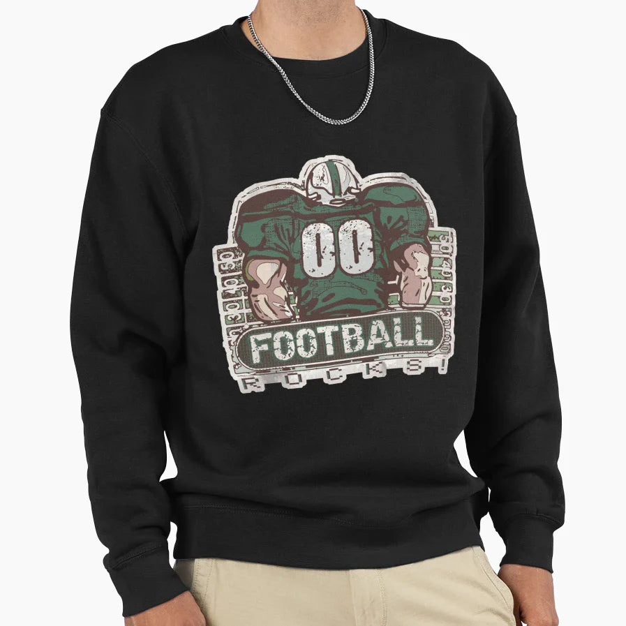 00 Football Rocks Green Team T-Shirt - Fun Novelty Design Unisex