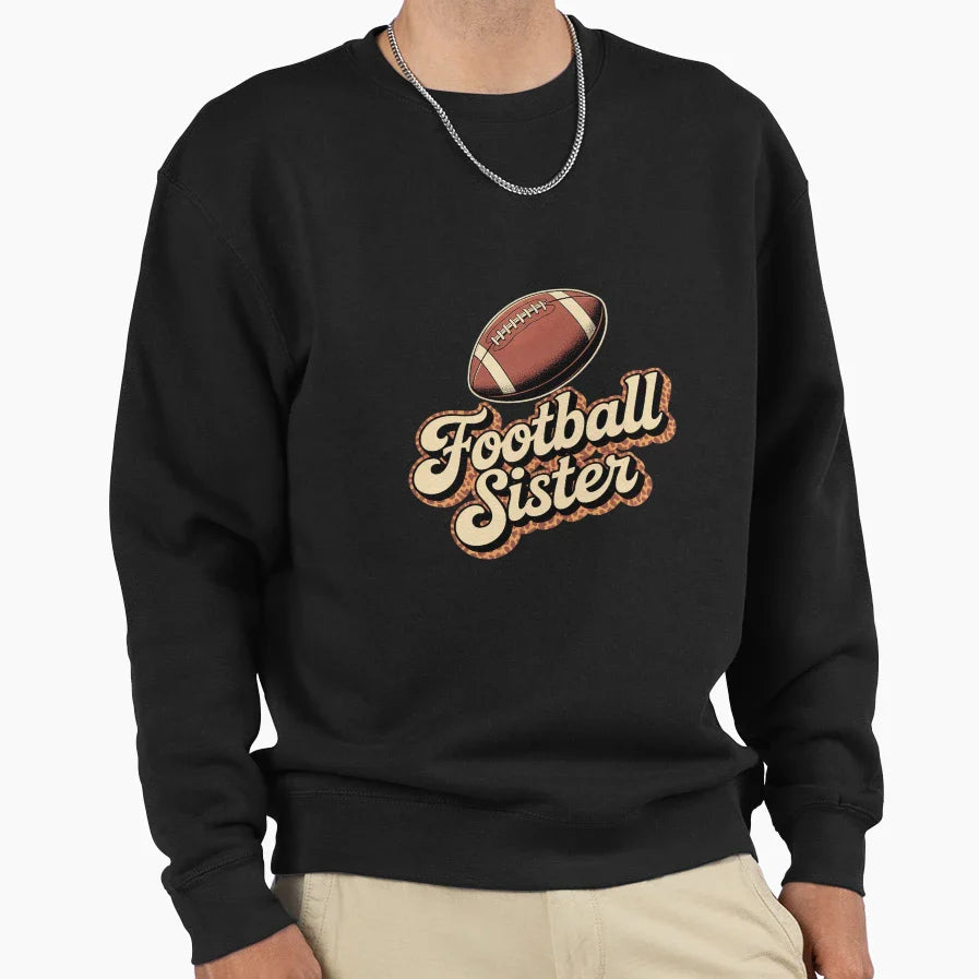 Leopard Football Sister Football Sweatshirt - Aesthetic Graphic for Adults