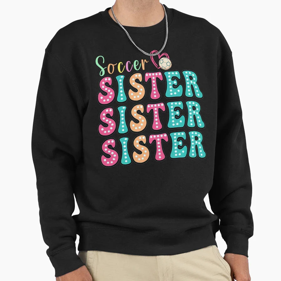Soccer Sister Polka Dot Sweatshirt - Fun Novelty Design Men Women