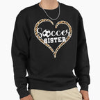 Leopard Soccer Sister Heart Sweatshirt - Aesthetic Graphic for Adults