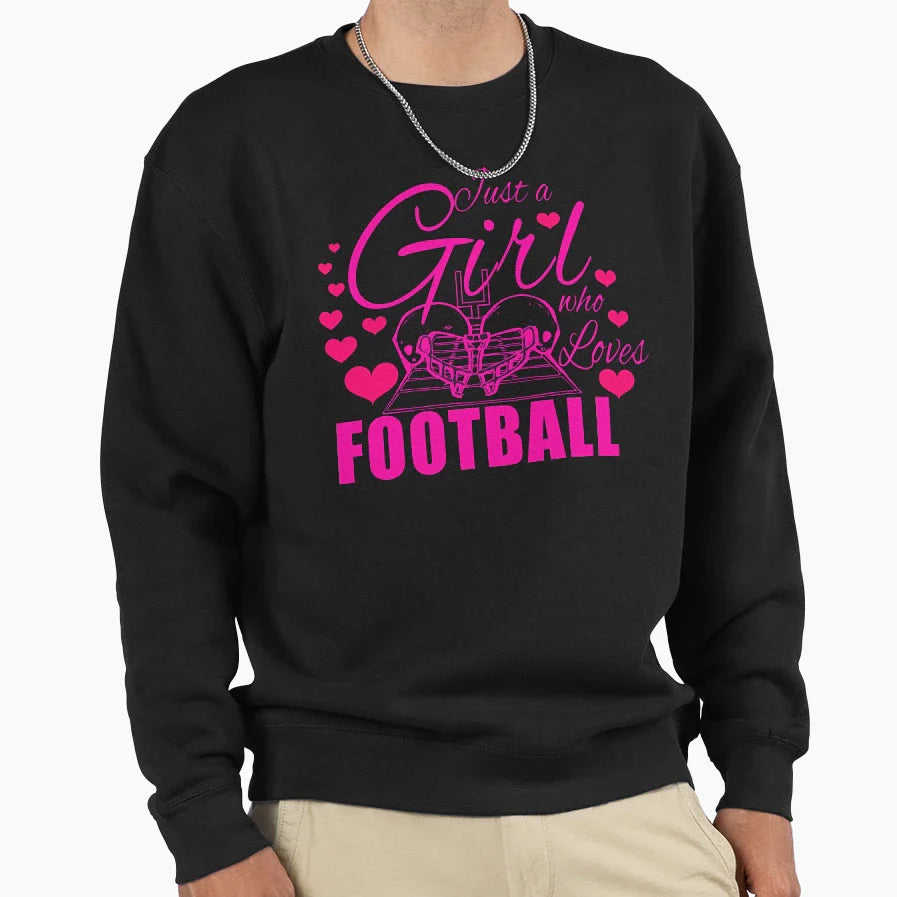 Just Who Loves Football Sweatshirt - Graphic Print Unisex