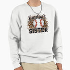 Baseball Sister Leopard Funny Sweatshirt - Graphic Print for Adults