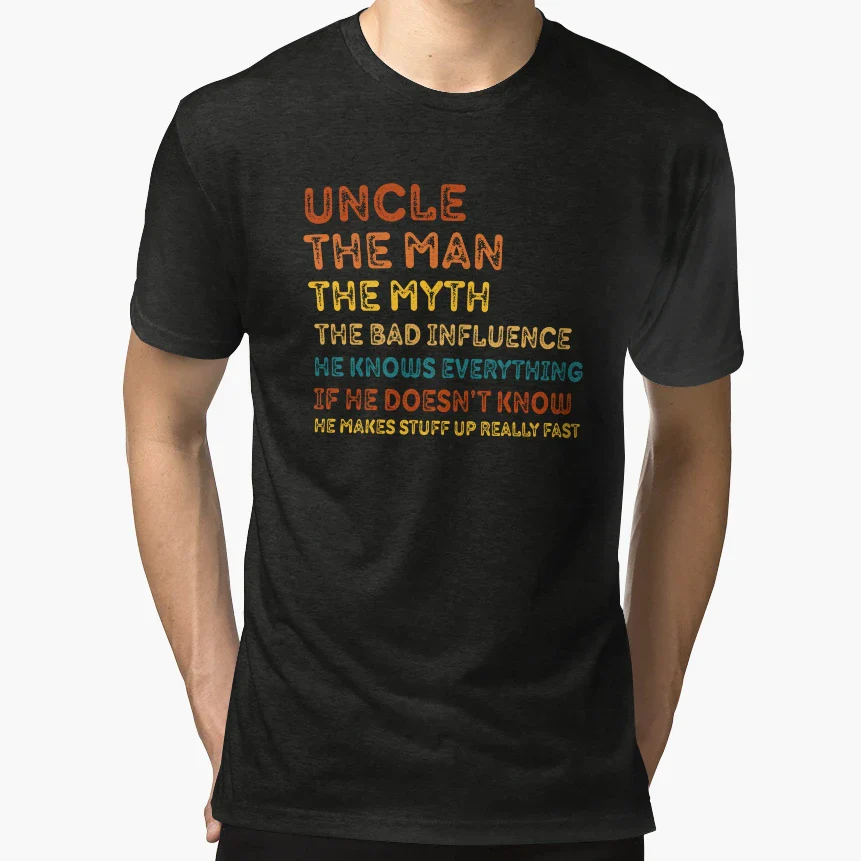 Uncle Myth Bad Influence He Knows Everything T-Shirt - Graphic Print Unisex
