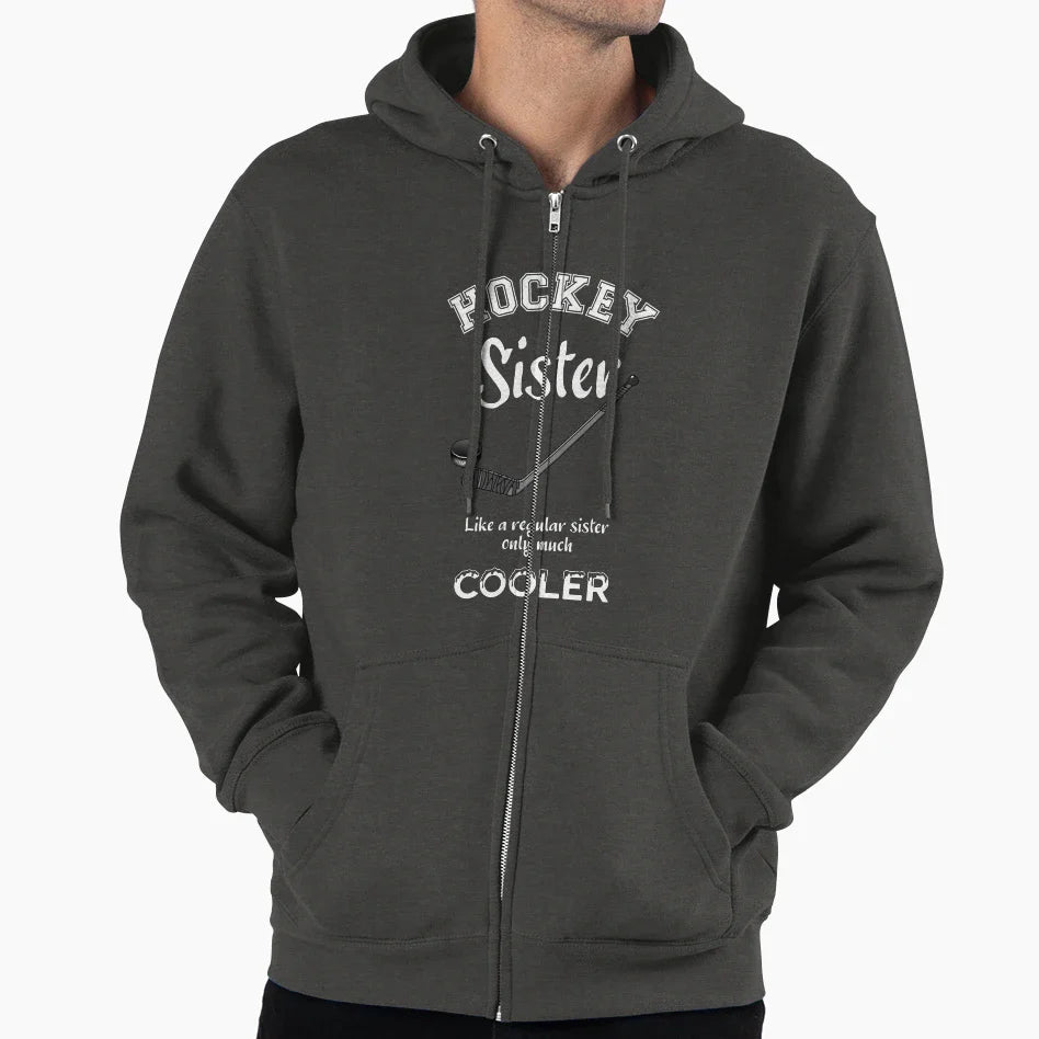 Hockey Sister Like Regular Sister Hoodie - Minimalist Print for Adults